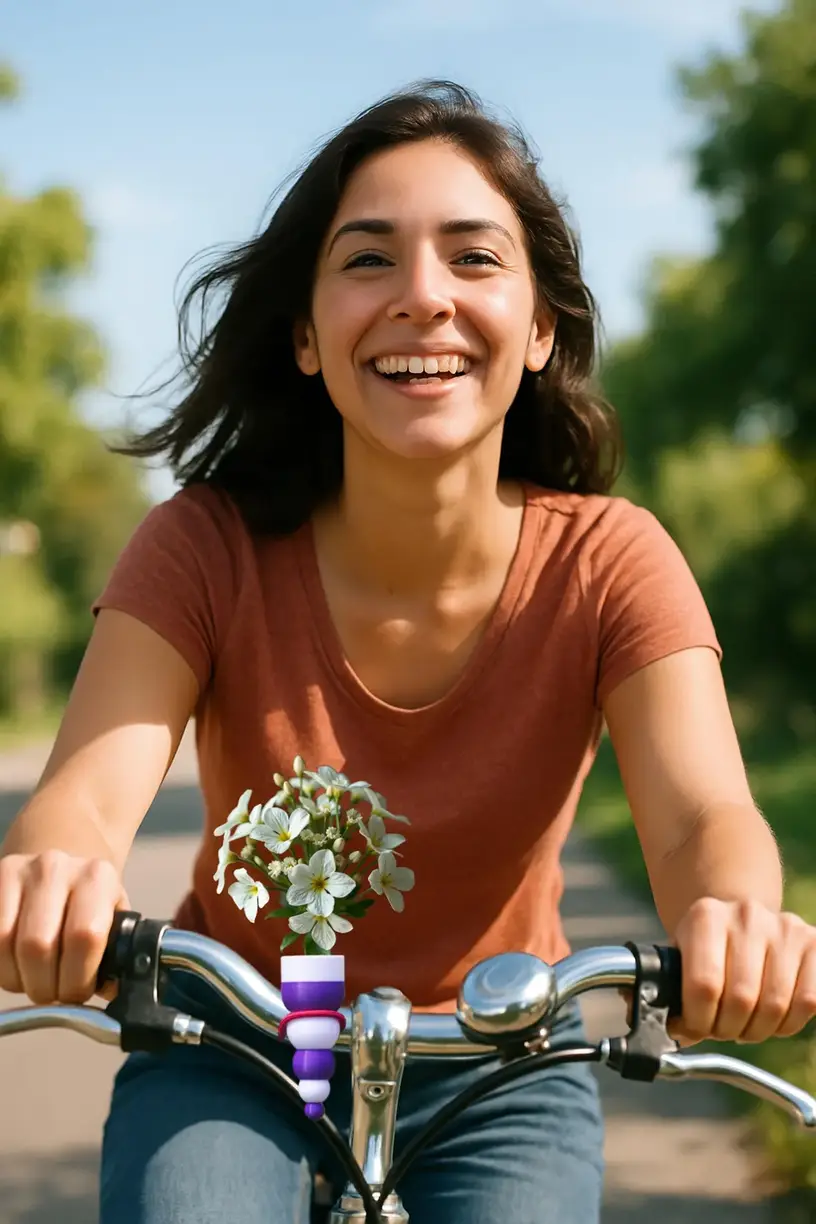Bike vase with flowers close up