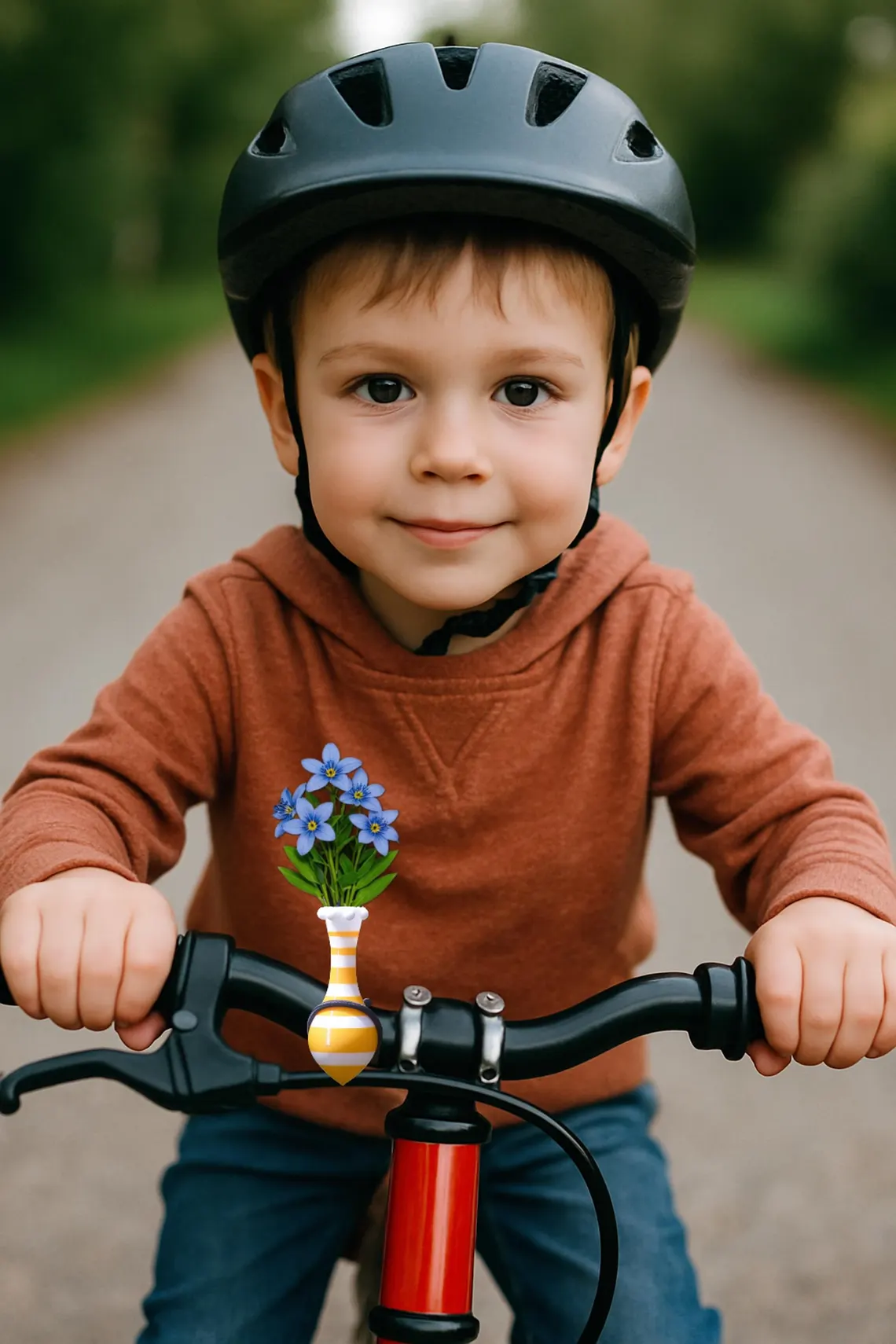 A variety of colorful bike vases displayed together